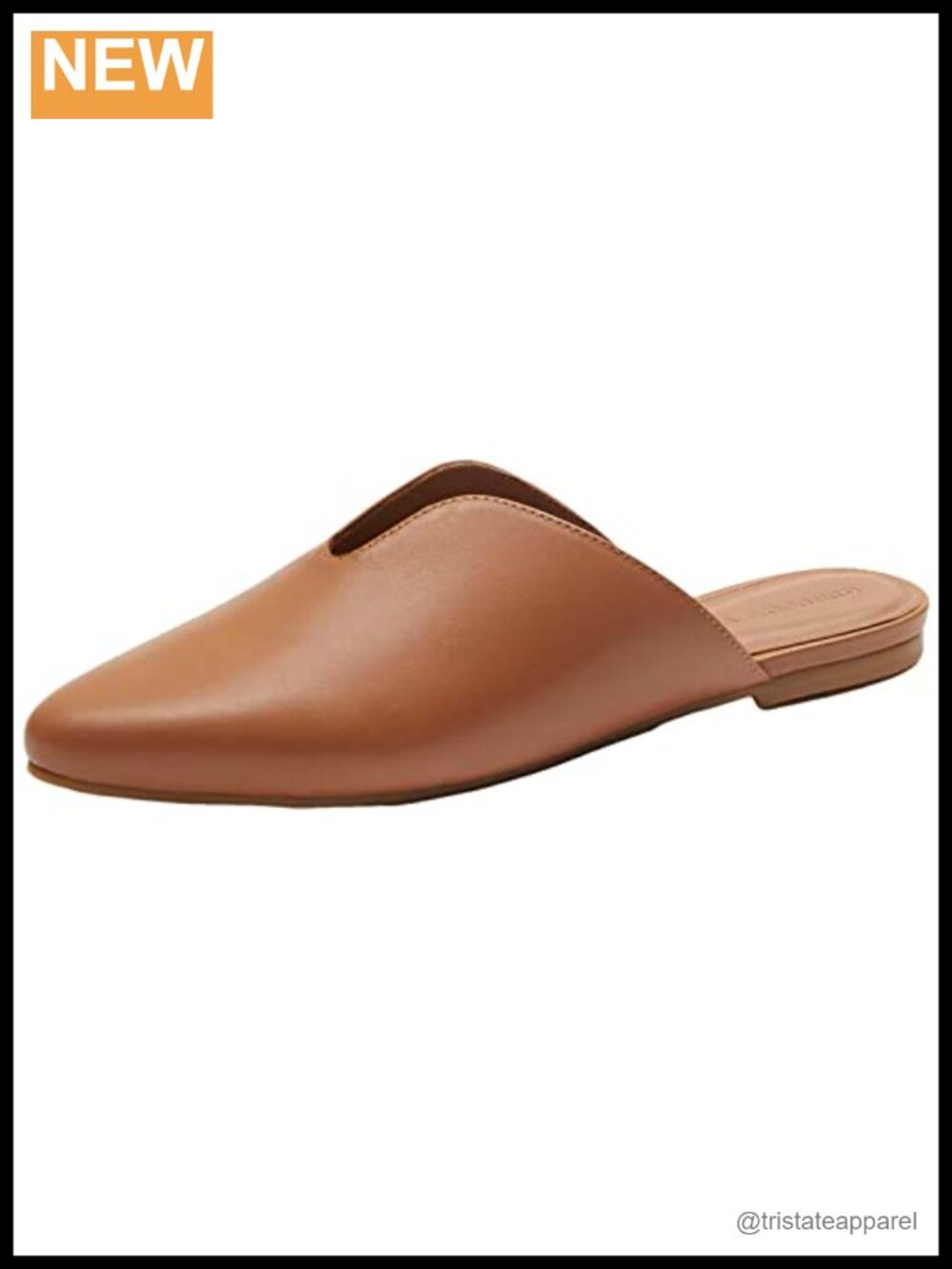 Pointed Toe Leather Mule Slip-On Flat Cushioned Insole